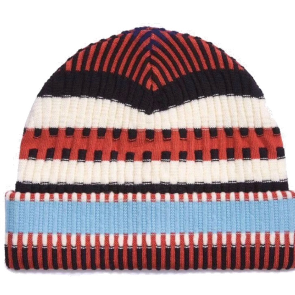 Tory Burch new Nova Stripe Knit Beanie Multicolor One Size Ribbed